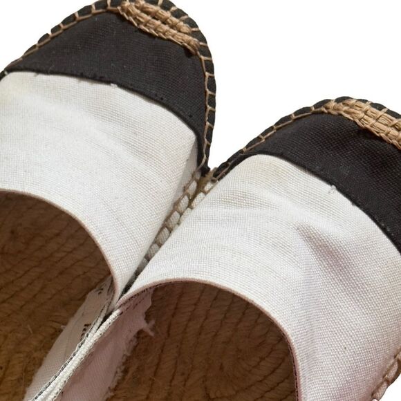 VISCATA BARCELONE ESPADRILLE WHITE & BLACK TOE FLATS SIZE 39 - Picture 8 of 13